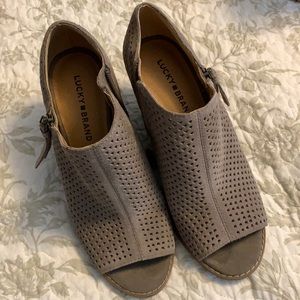 Lucky Brand Grey Opened Toe Booties